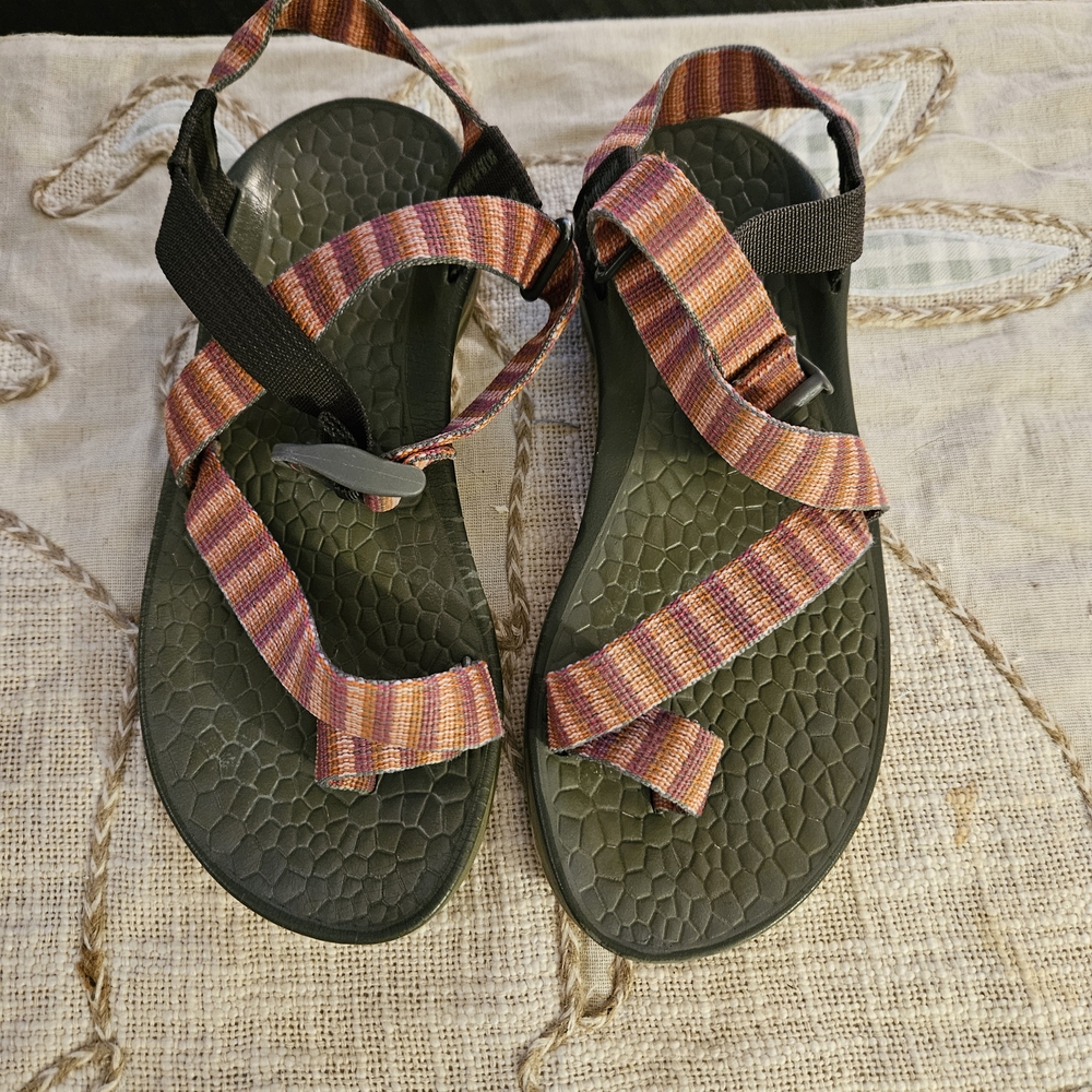 Chaco Women's Gray Footbed Sandals with Multicolor Straps